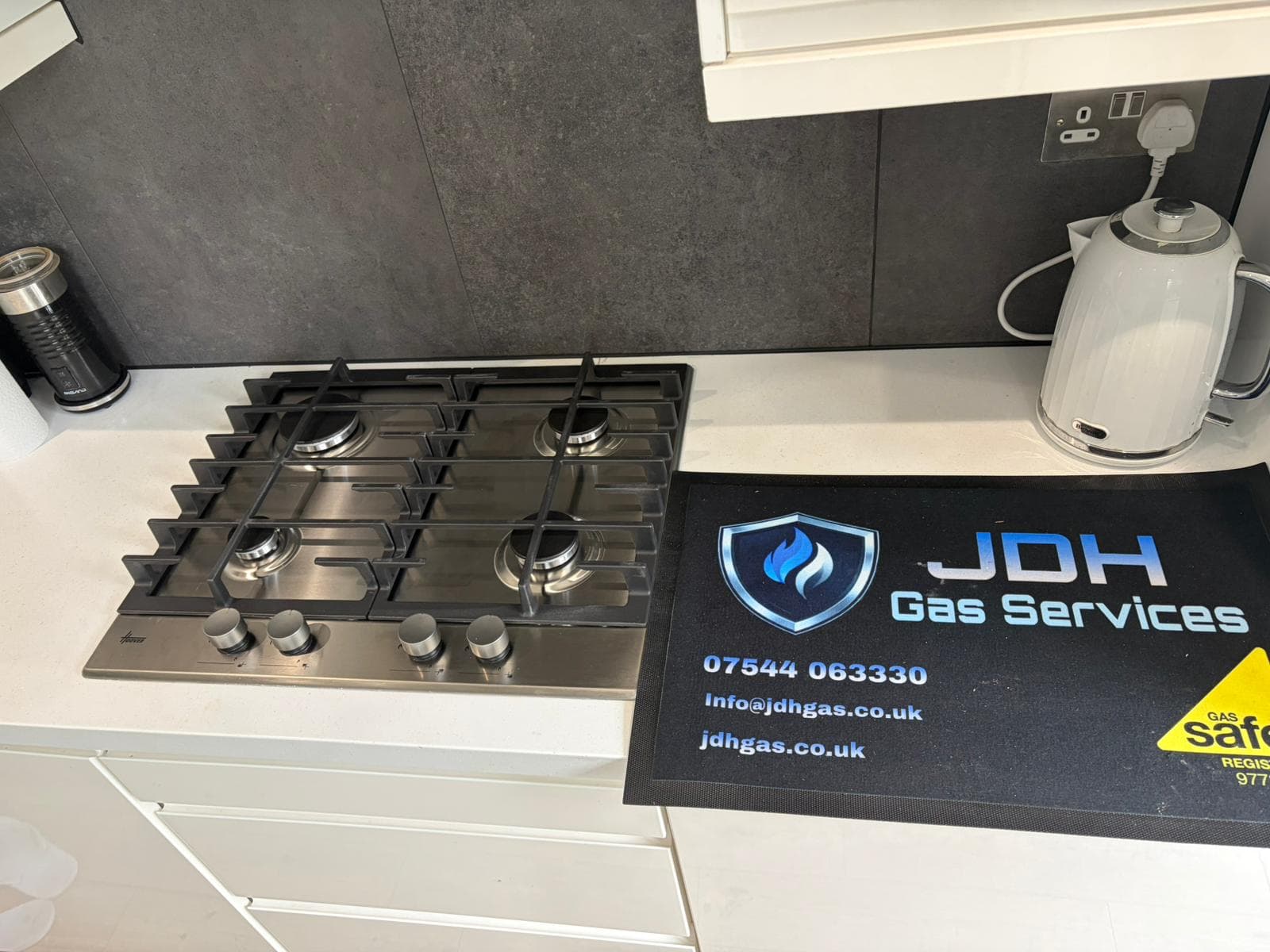 Newly installed gas hob safety-checked and tested by JDH Gas in Burgess Hill